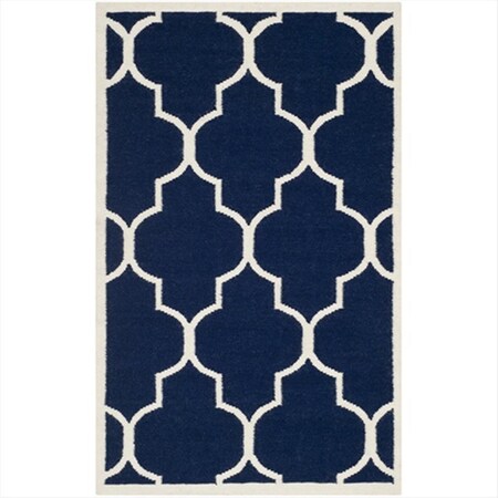 Safavieh 3 x 5 ft. Rectangle Contemporary Dhurries- Navy and Ivory- Flatweave Rug DHU632D-3
